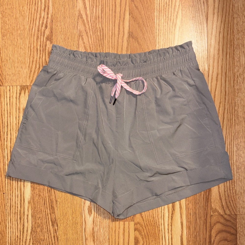 Velocity Gray Athletic Shorts with Pink Accent